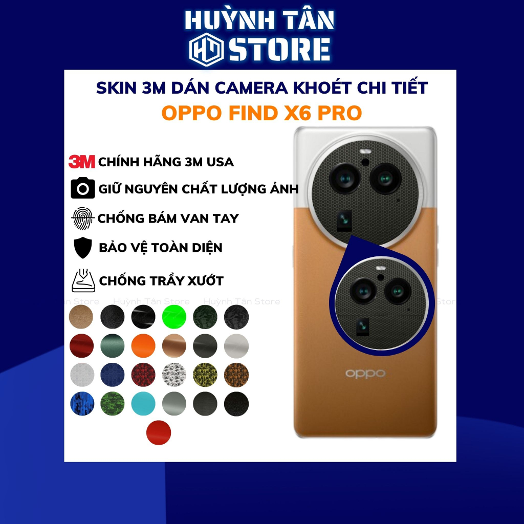 Miếng dán camera oppo find x6 pro skin 3m chính hãng từ USA chống trầy xướt mua 1 tặng 1