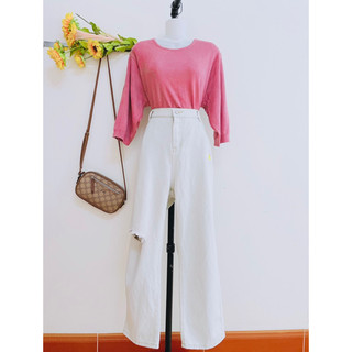 Set Quần Jeans Ống Rộng Phối Với Áo Len Nhật, Bigsize, Freesize, 2hand