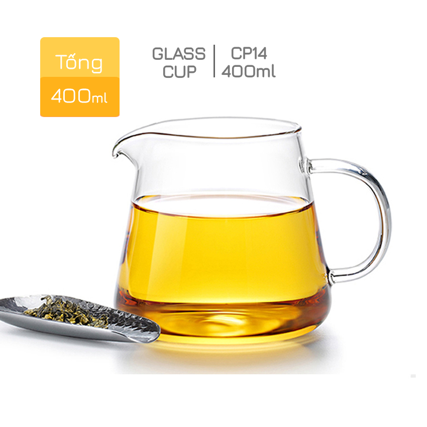 Tống trà thủy tinh chịu nhiệt CP14 400ml cho trà đạo - Bình rót phục vụ bằng thủy tinh chịu nóng lạnh Samahome Shop