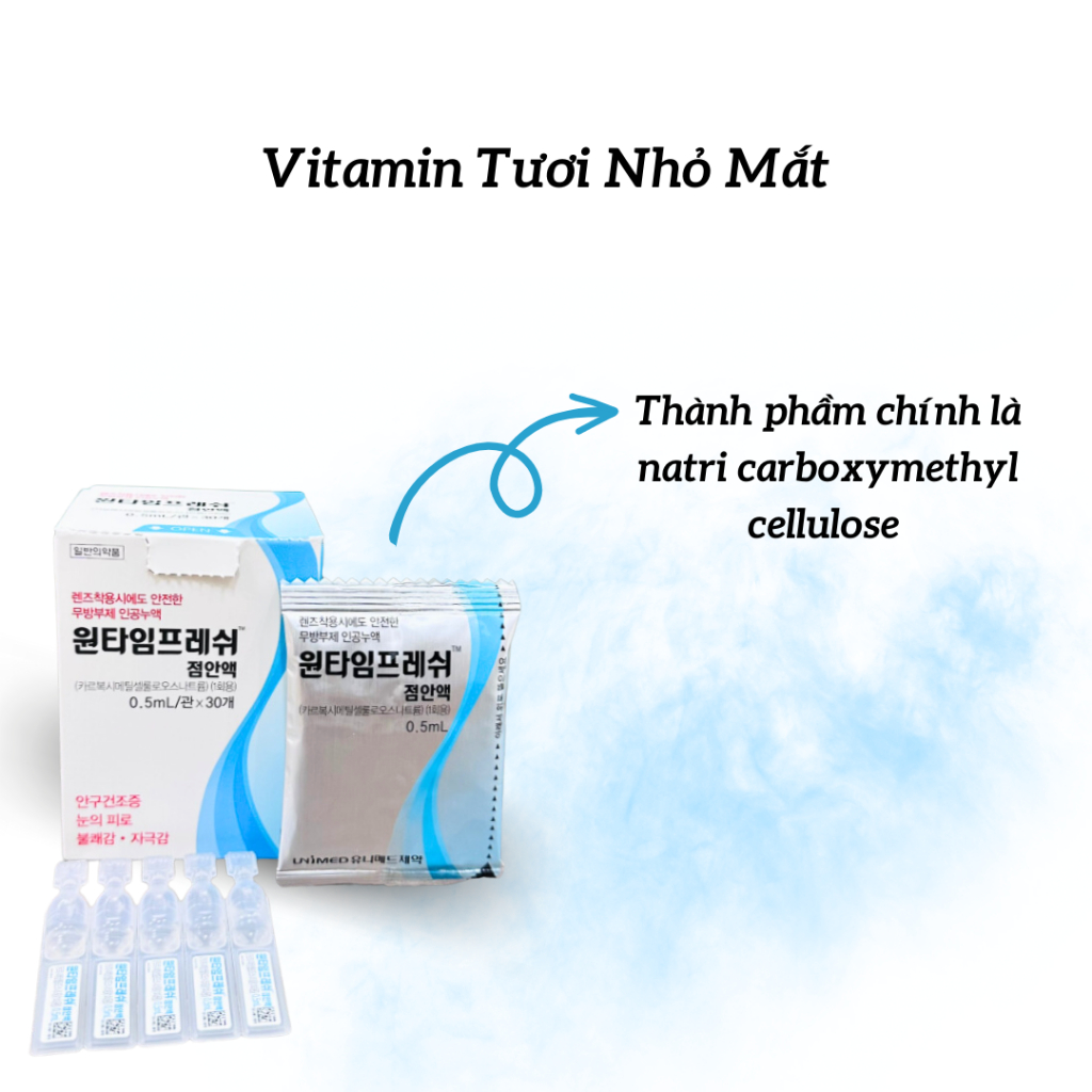 VITAMIN TƯƠI NHỎ MẮT Onetime Fresh 30 tép , bảo vệ mắt, chống khô mắt,