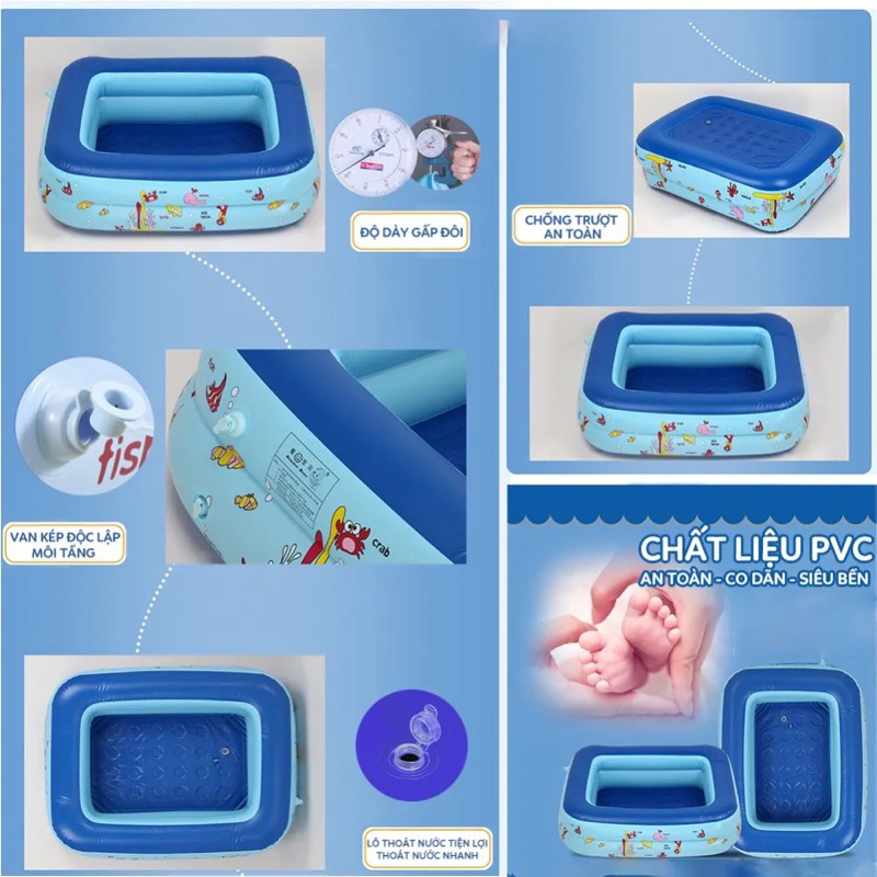 Bể bơi - hồ bơi 2 tầng cho bé nhiều kích cỡ, đáy chống trơn trượt