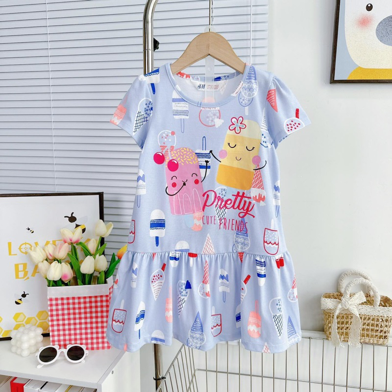 Đầm Thun Cotton, In hình 3D Hàng VNXK