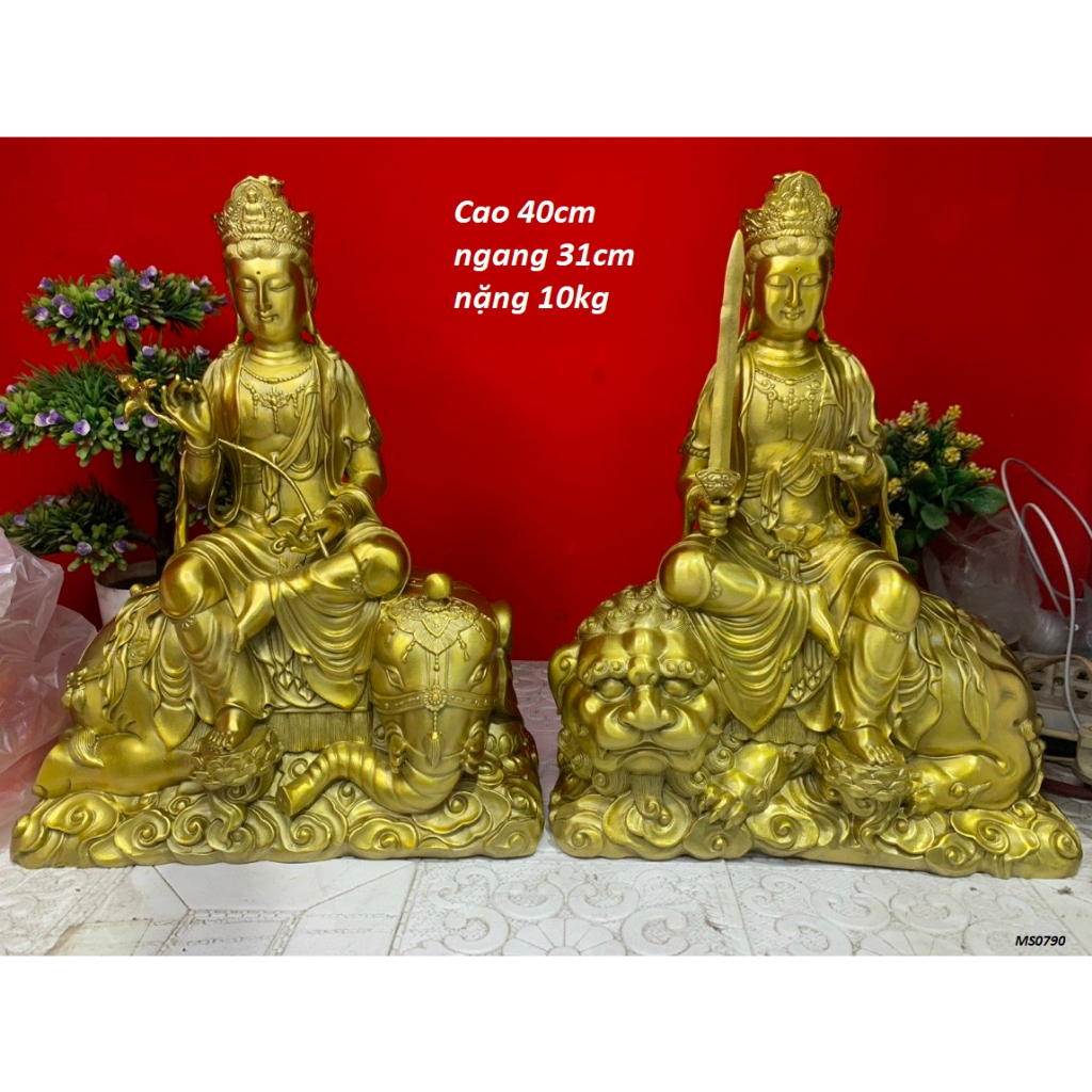 Cặp tượng Văn Thù bồ tát và Phổ Hiền bồ tát bằng đồng MS113