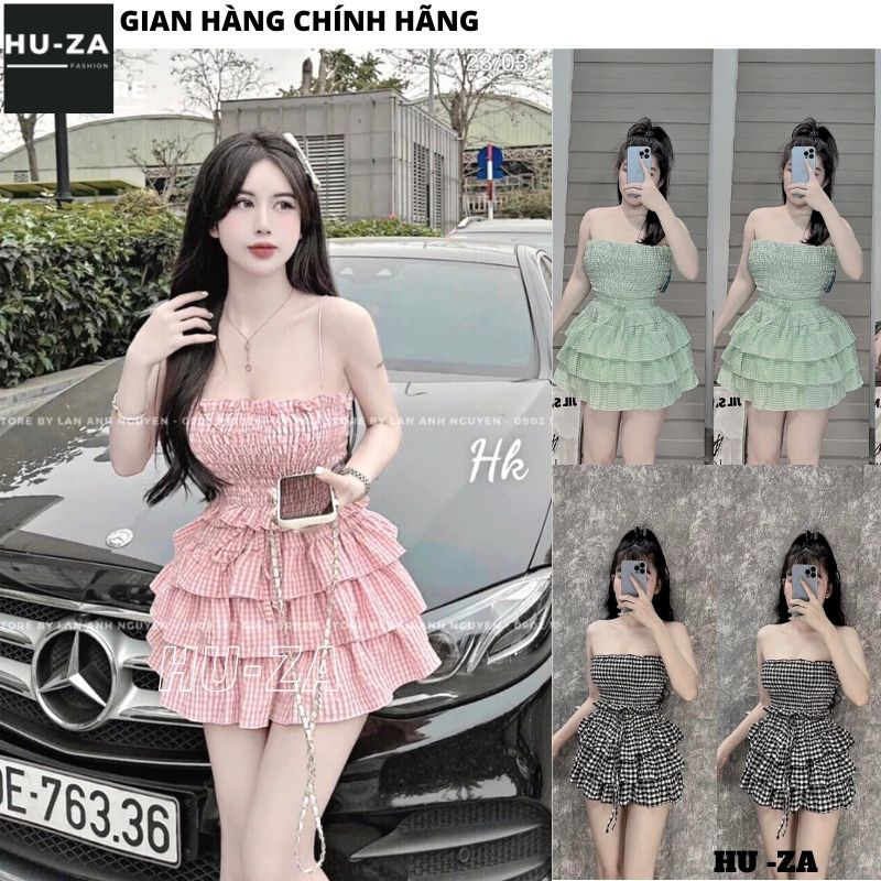 Bộ đồ nữ áo quay cúp ngực ôm body và chân váy ngắn 3 tầng - Set tiểu thư siêu xinh sexy thời trang HUZA B63