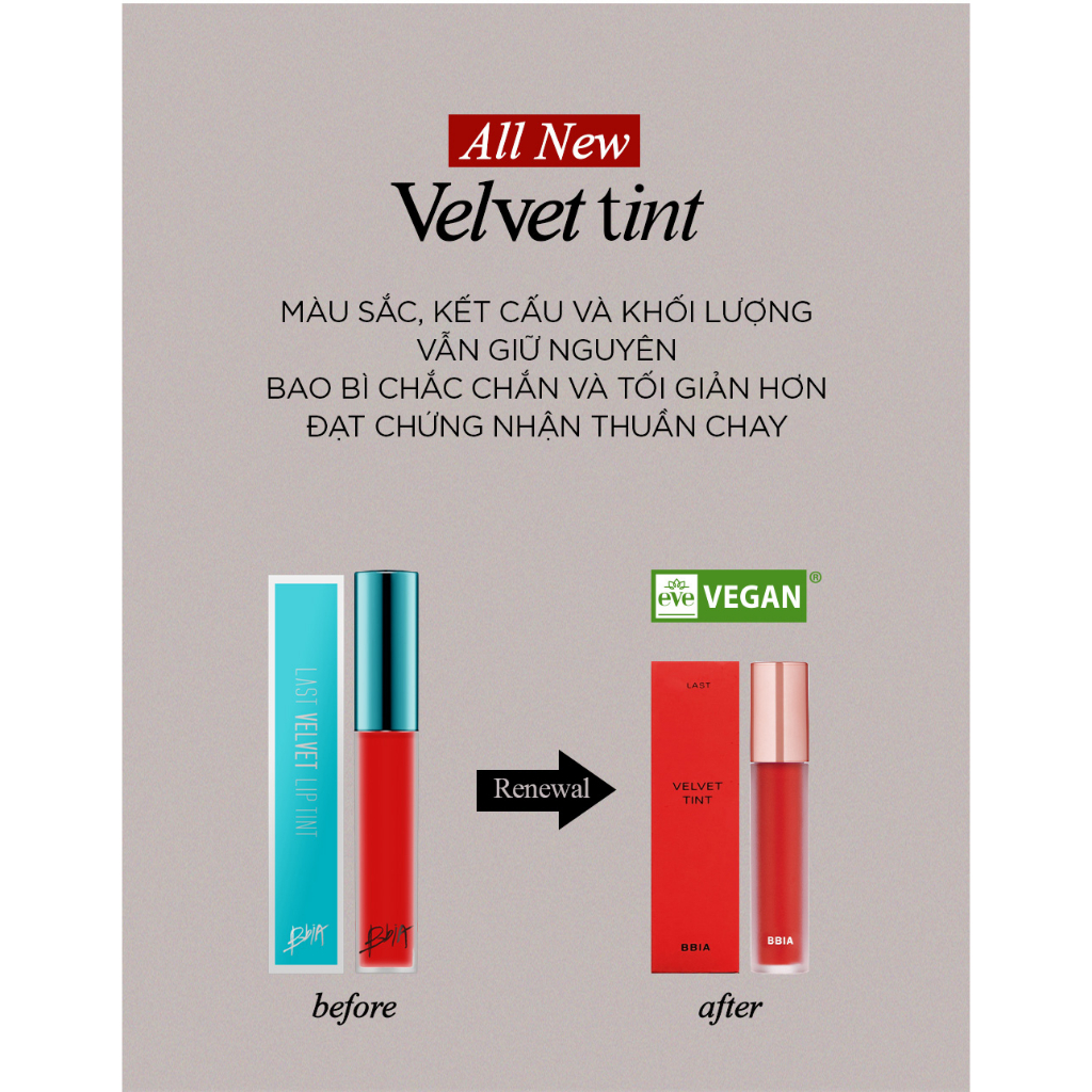 Son Kem Lì Thuần Chay Bbia Last Velvet Tint - V Edition - Version 3 (5 màu) 5g Bbia Official Store