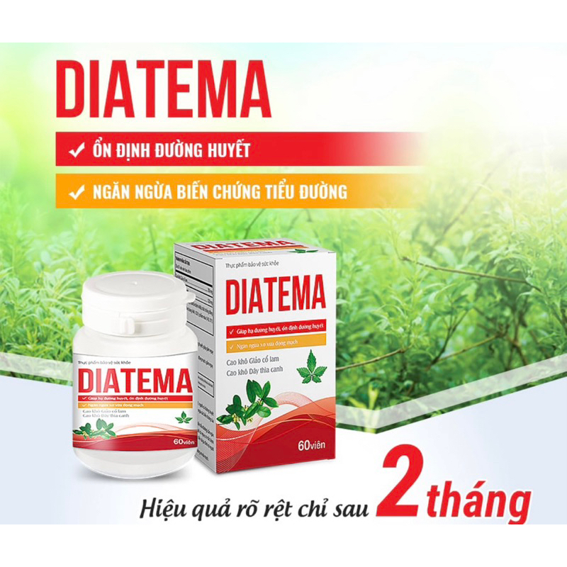 Viên uống ổn định đường huyết , huyếp áp diatema Tuệ Linh_MIỄN PHÍ SHIP_ tiểu đường tuýp 1+tuýp 2 _hạ mỡ máu- Hộp 60viên