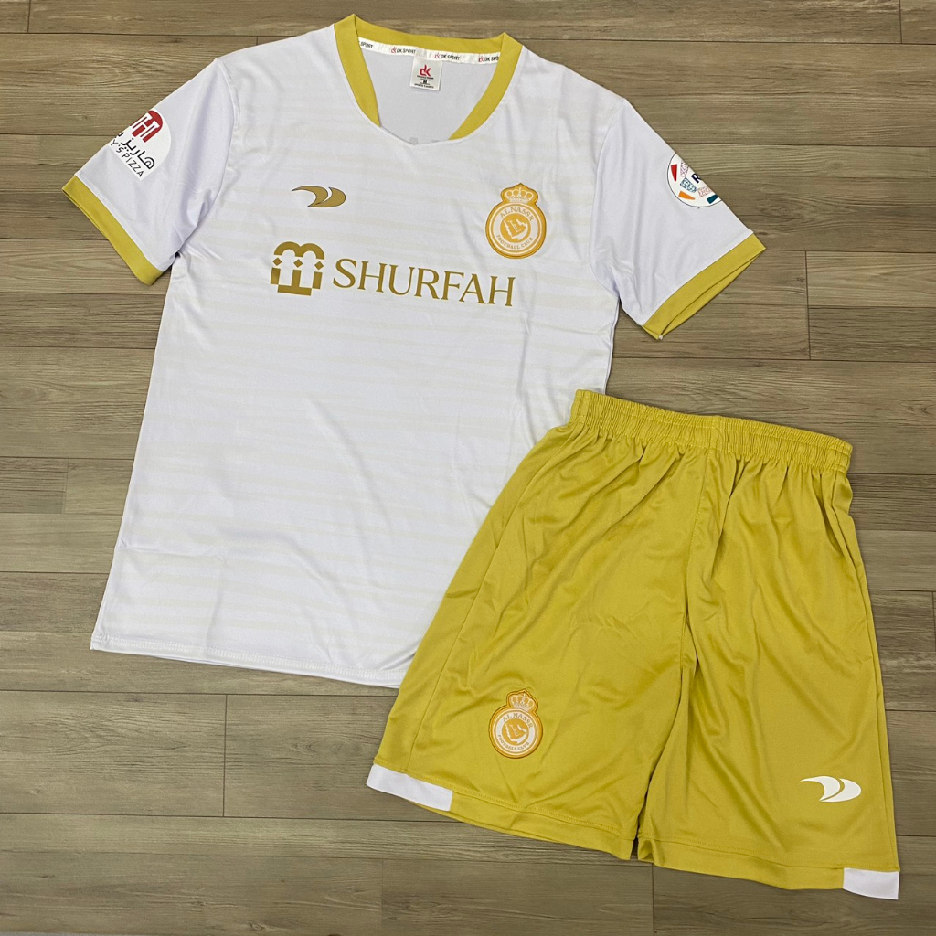 Bộ quần áo bóng đá RONALDO Al Nassr trắng sữa DK FLG2023