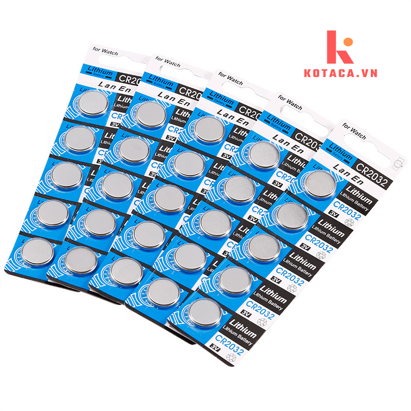 Vỉ 5 Viên Pin Dẹt Pin Thay Đồng Hồ Điều Khiển Chìa Khóa Ô Tô CMOS CR2032, Pin cúc cáo lithium