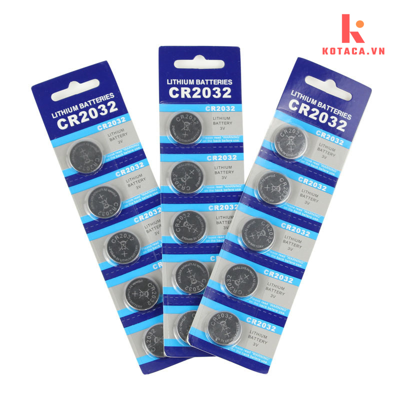 Vỉ 5 Viên Pin Dẹt Pin Thay Đồng Hồ Điều Khiển Chìa Khóa Ô Tô CMOS CR2032, Pin cúc cáo lithium