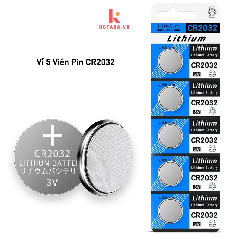 Vỉ 5 Viên Pin Dẹt Pin Thay Đồng Hồ Điều Khiển Chìa Khóa Ô Tô CMOS CR2032, Pin cúc cáo lithium