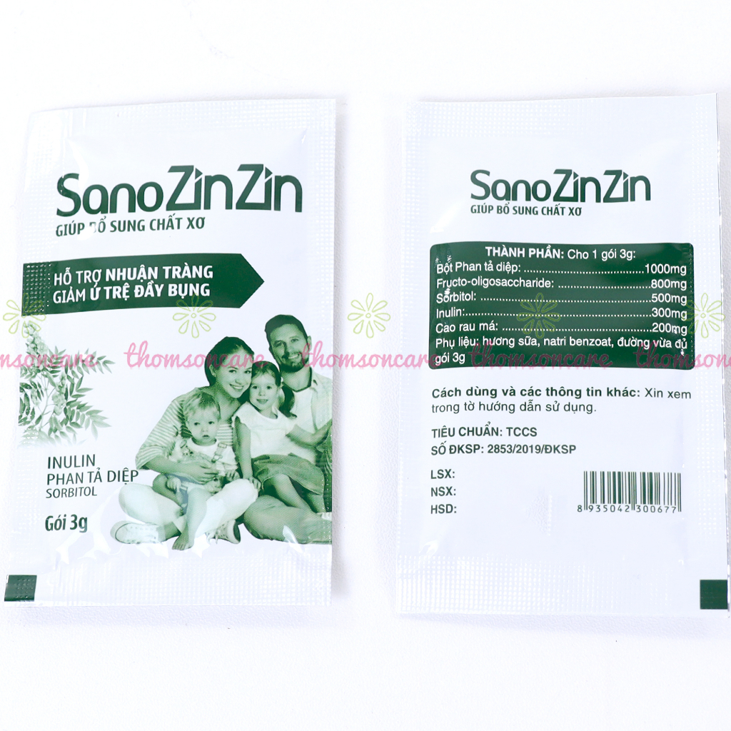 Cốm táo bón Sano ZinZin Sanofia - Bổ sung chất xơ, giảm táo bón, nhuận tràng ở trẻ và người lớn - Hộp 20 gói Thomsoncare