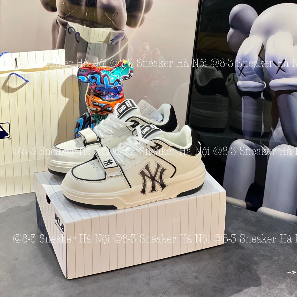 Giày thể thao MLB Chunky Liner Mid Basic New York Yankees, Chunky NY cao cổ quai dán đen trắng 2023.