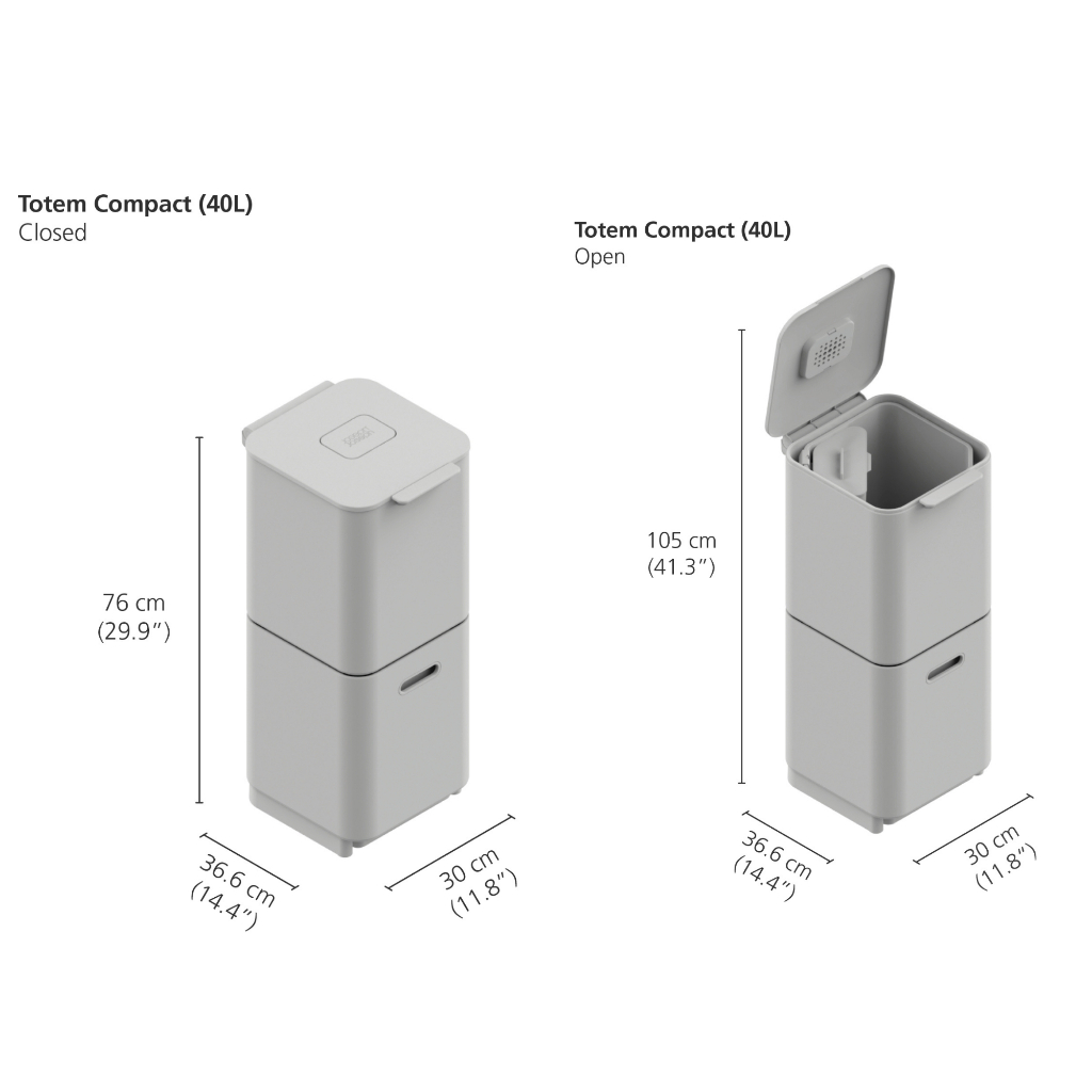 Thùng rác phân loại 3 ngăn Joseph Joseph Totem Steel 40L - 001044
