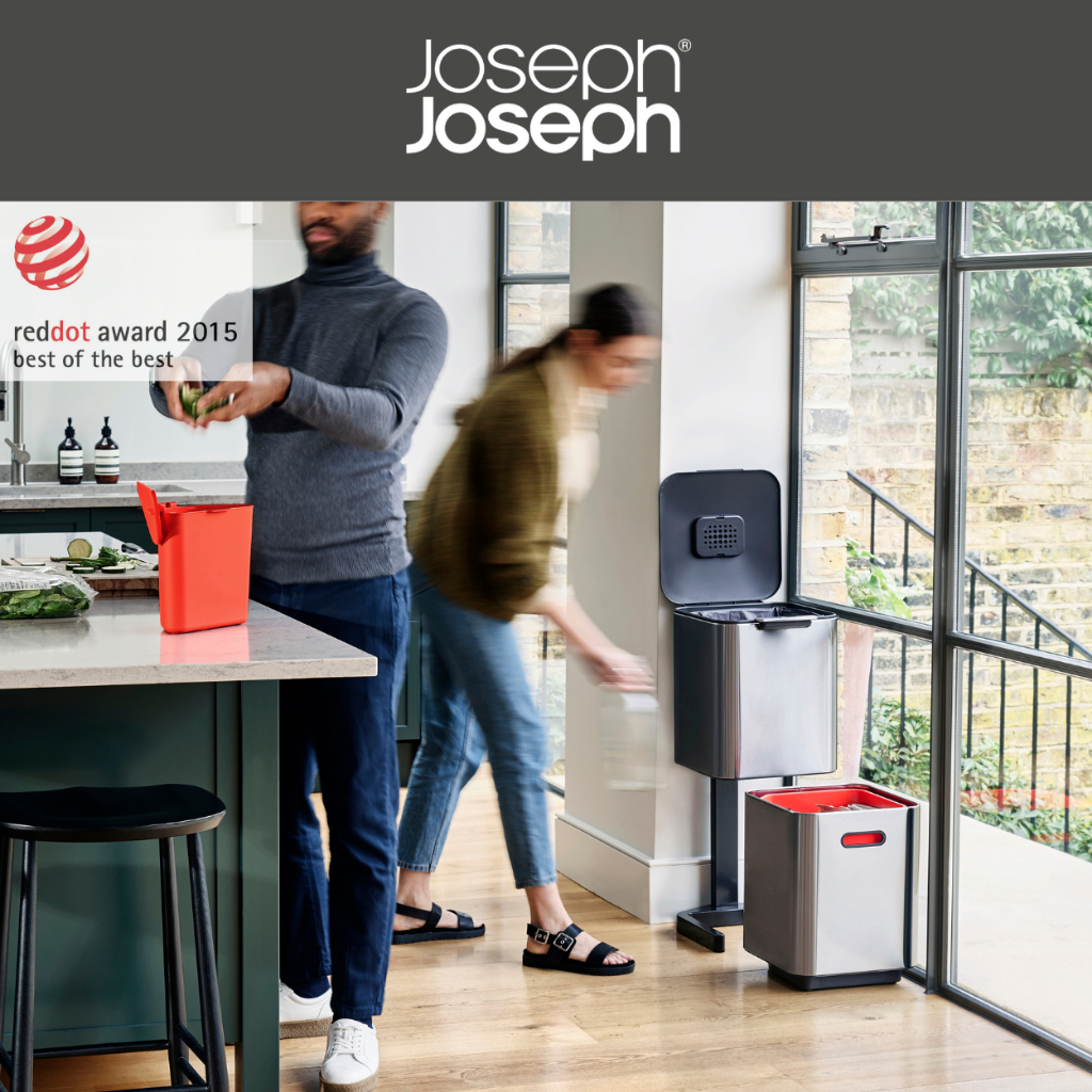 Thùng rác phân loại 3 ngăn Joseph Joseph Totem Steel 40L - 001044 (đạt giải thưởng thiết kế Reddot Award 2015)