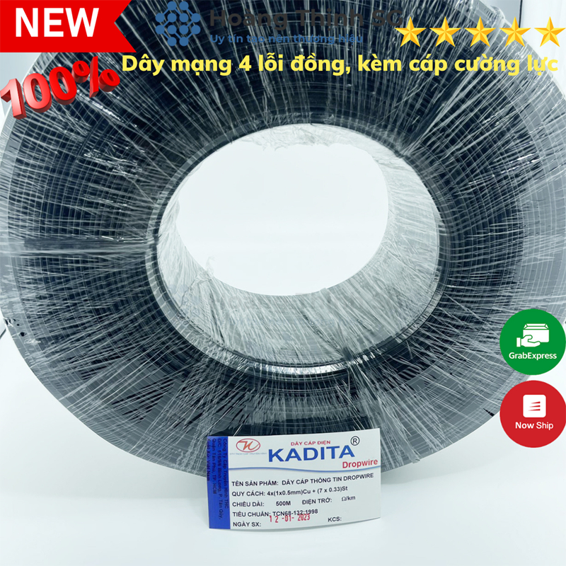 Dây mạng 4 lõi đồng nguyên chất 100% chuyên dùng cho camera, tính theo mét, thương hiệu KADITA
