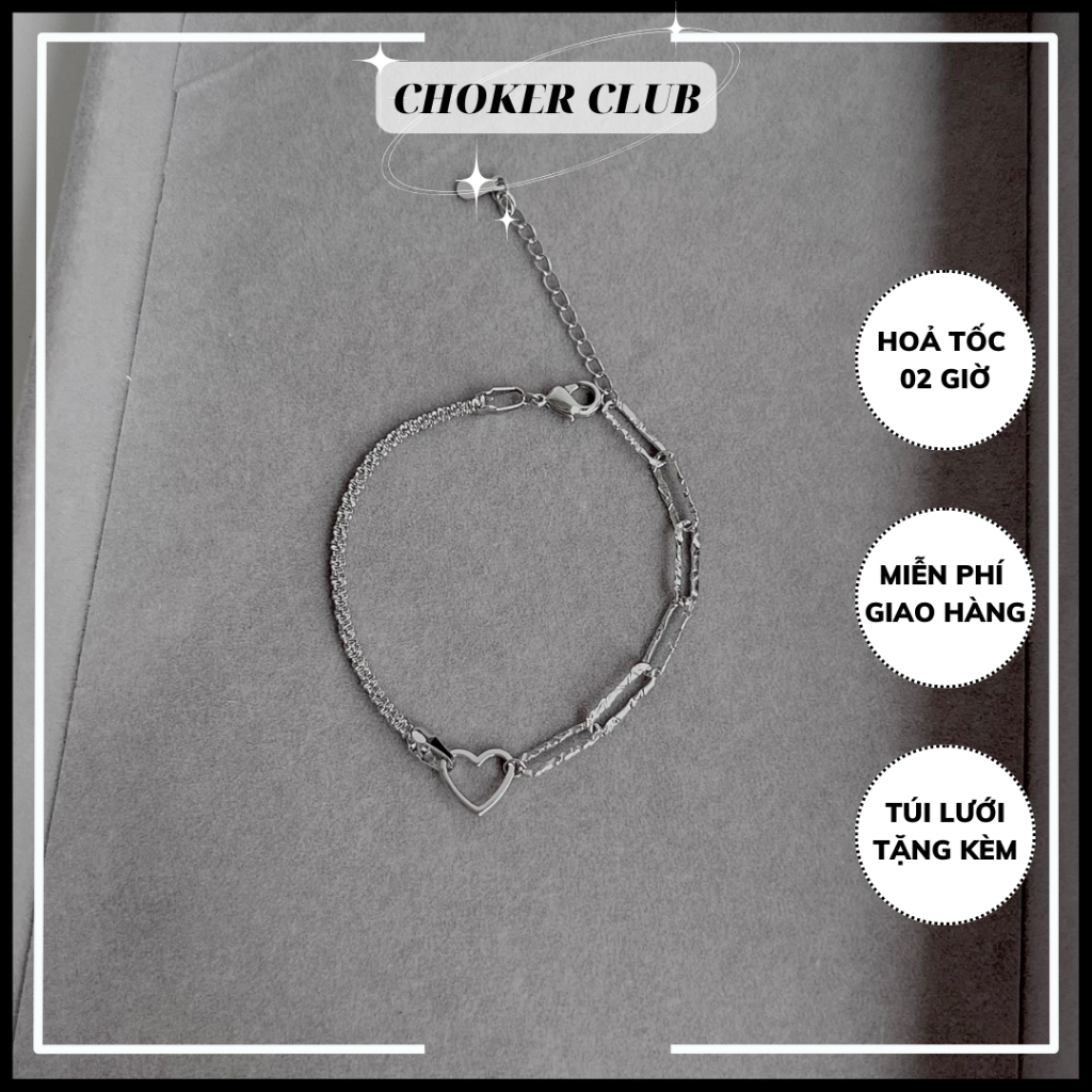 Vòng tay dây mảnh mặt trái tim B09 Choker Club