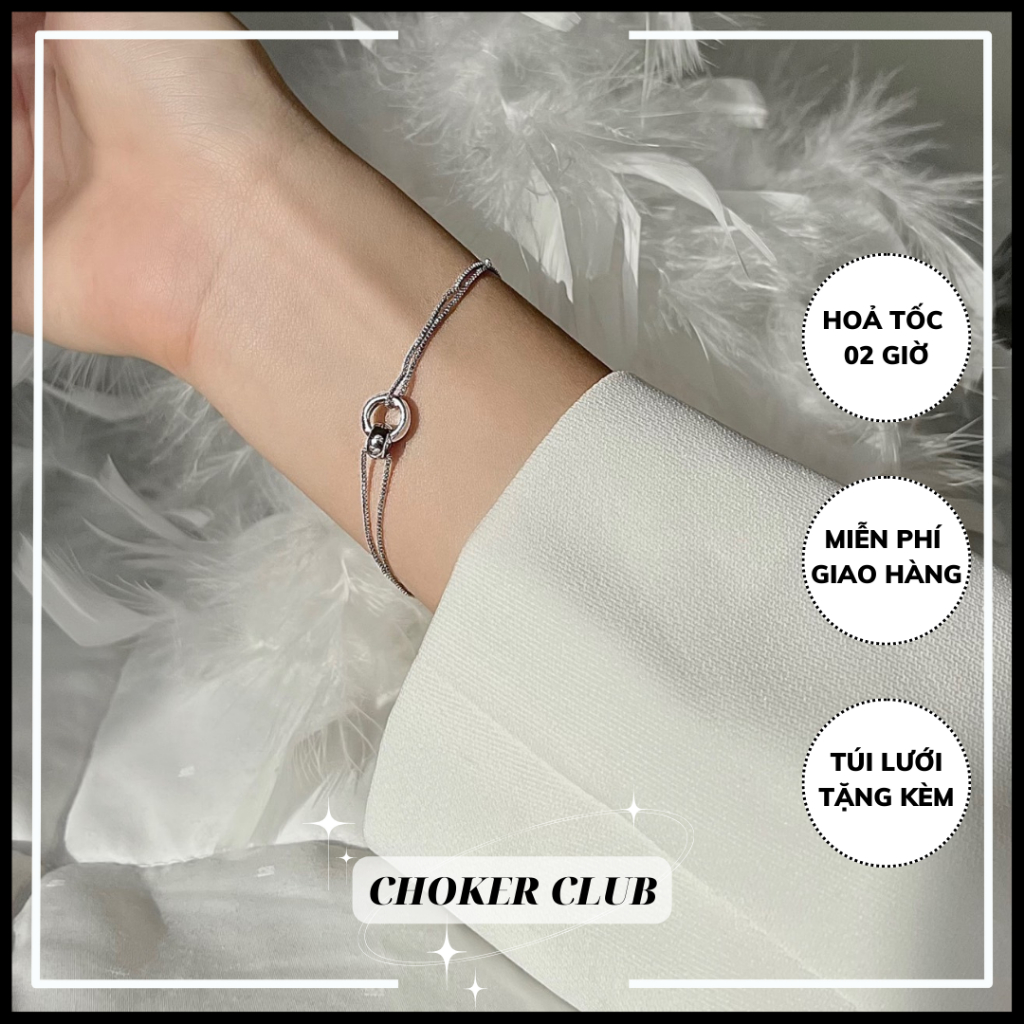 Vòng tay dây mảnh phối khoen tròn B21 Choker Club