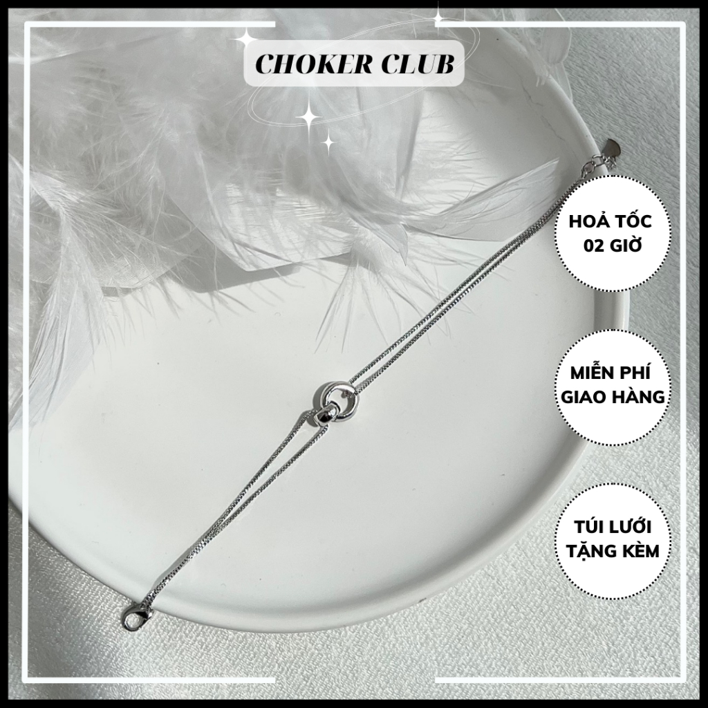 Vòng tay dây mảnh phối khoen tròn B21 Choker Club