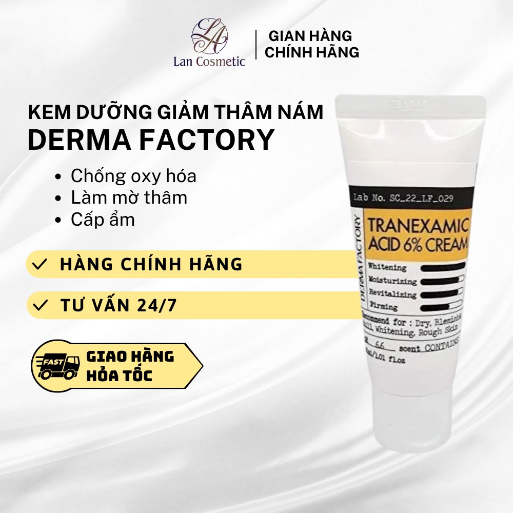 Kem dưỡng giảm thâm nám DERMA FACTORY TRANEXAMIC ACID 6% CREAM 30ml Đều Màu Da, Giảm Nám Thâm