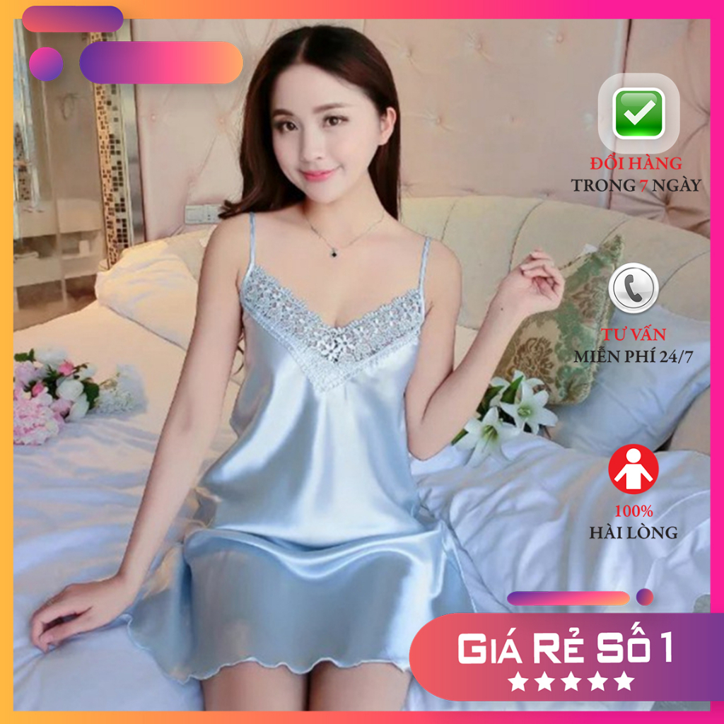 Đầm Ngủ Sexy|Váy Ngủ Sexy Gợi Cảm❣️FreeShip - Có Video Thât❣️Lụa Satin Mềm Mịn Quyến Rũ