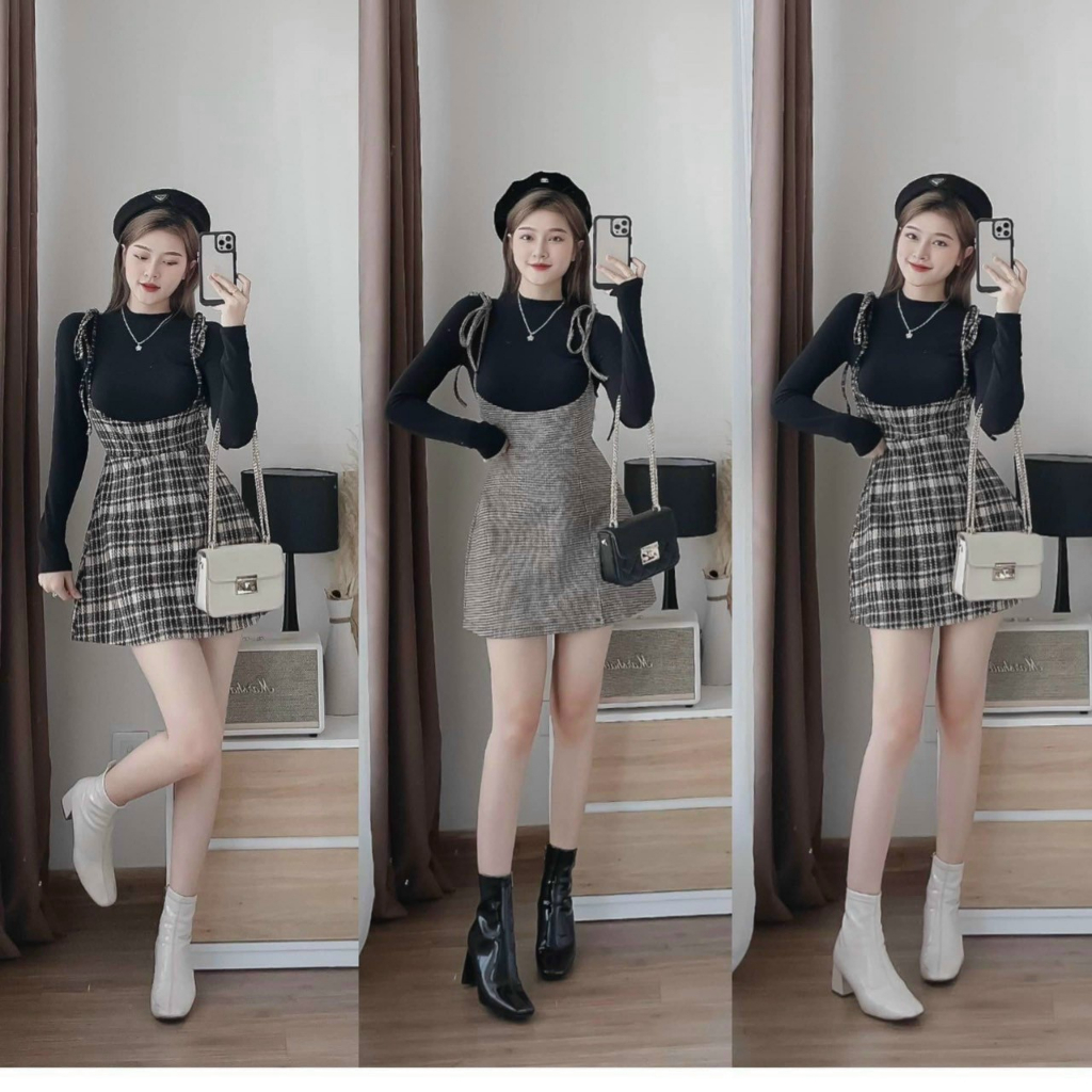 Set áo borip yếm bố dài tay siêu xinh, đáng yêu, ngọt ngào cho nàng diện đi tiệc, đi chơi
