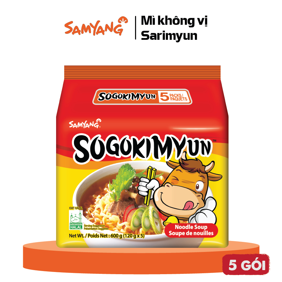 Lốc 5 gói mì bò Samyang Hàn Quốc (120g/gói)