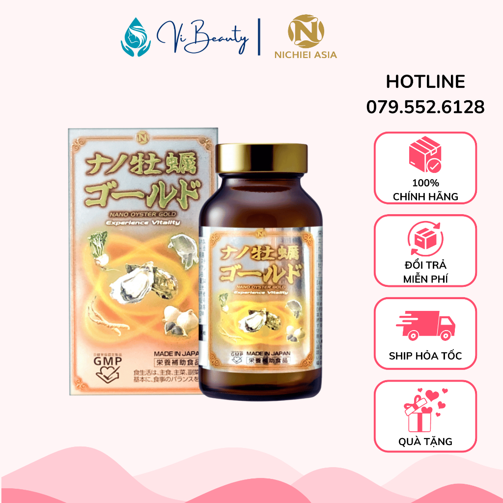 Viên Uống Hàu Nano Gold NICHIEI BUSSAN 120 Viên Nhật Bản - Tăng Cường Sinh Lý Nam, Tăng Cơ, Tăng Cường Sức Khỏe