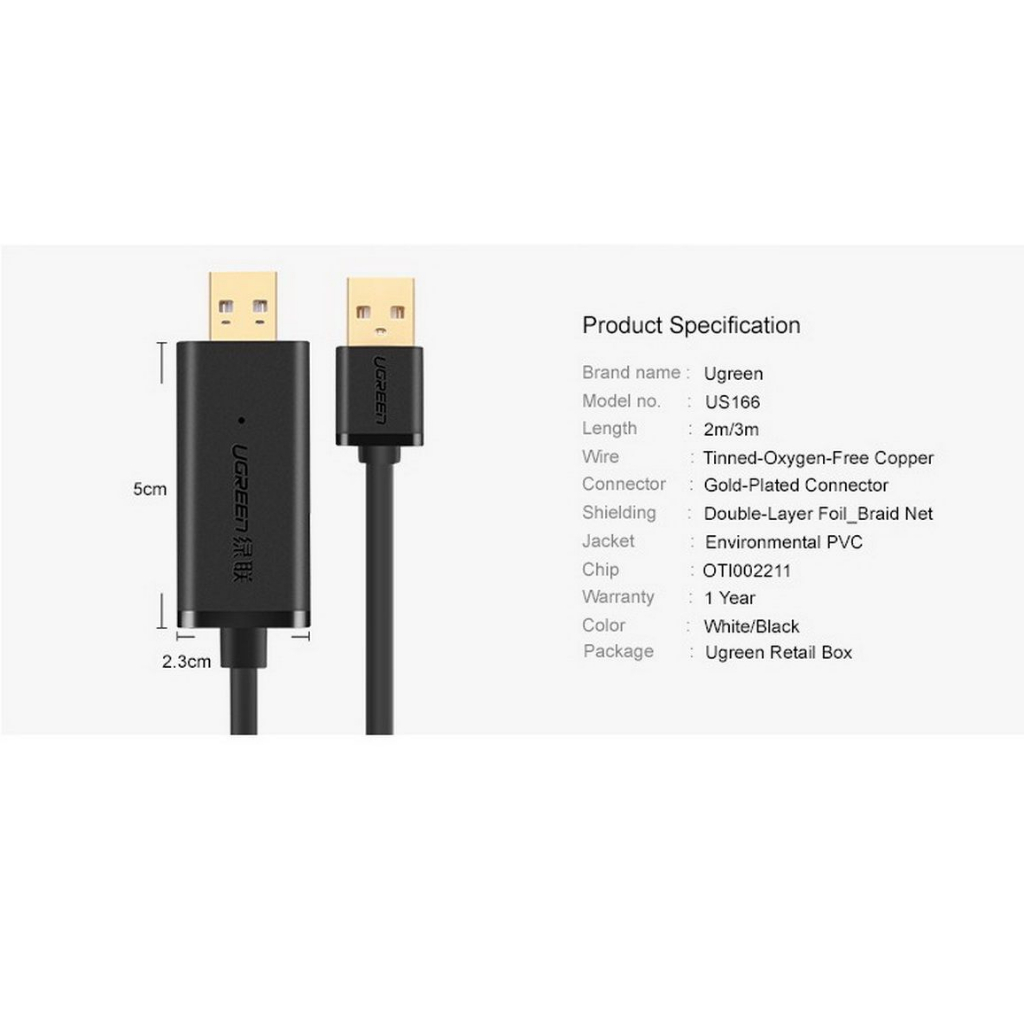 Cáp USB máy in 2m chính hãng Ugreen 10327 cao cấp
