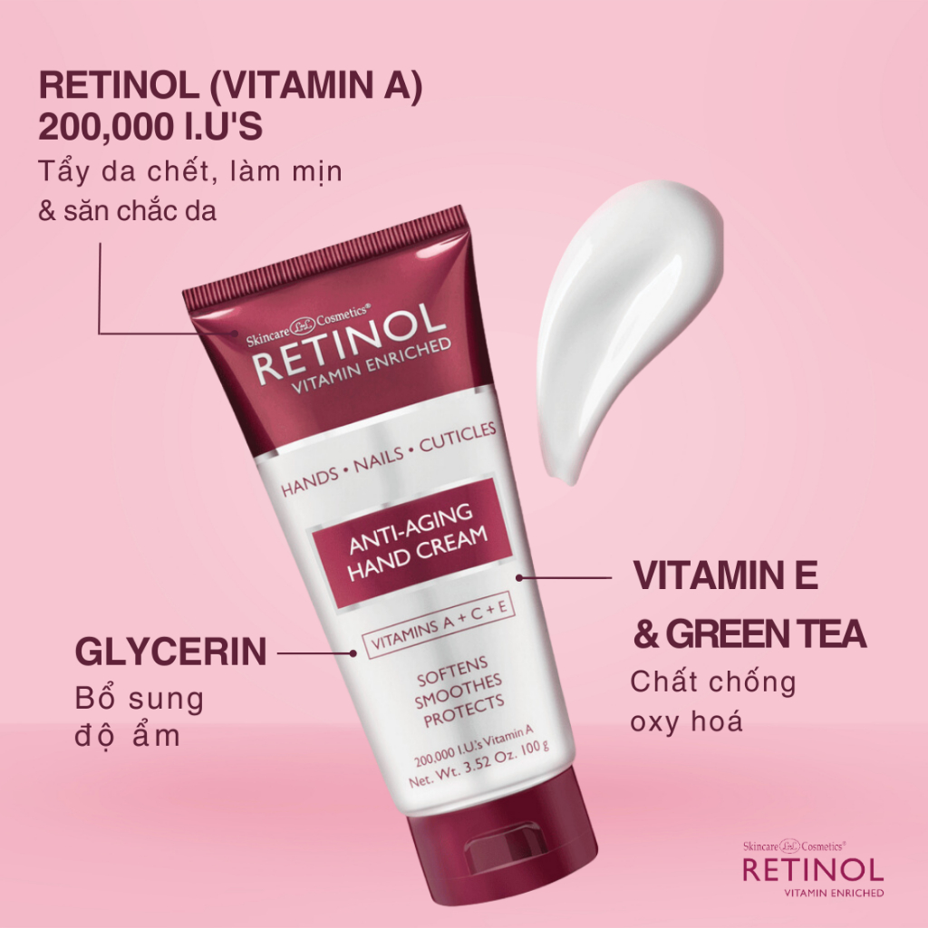 Kem Dưỡng Da Tay Retinol Anti Aging Hand Cream 100gr làm dịu và căng mọng da