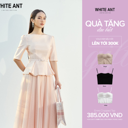 Áo Peplum Nữ WHITE ANT DORIS BOAT NECK SHIRT Thiết Kế Xếp Nếp Ở Eo, Chất Liệu Vải Tencel Mặt Sứ 170300128