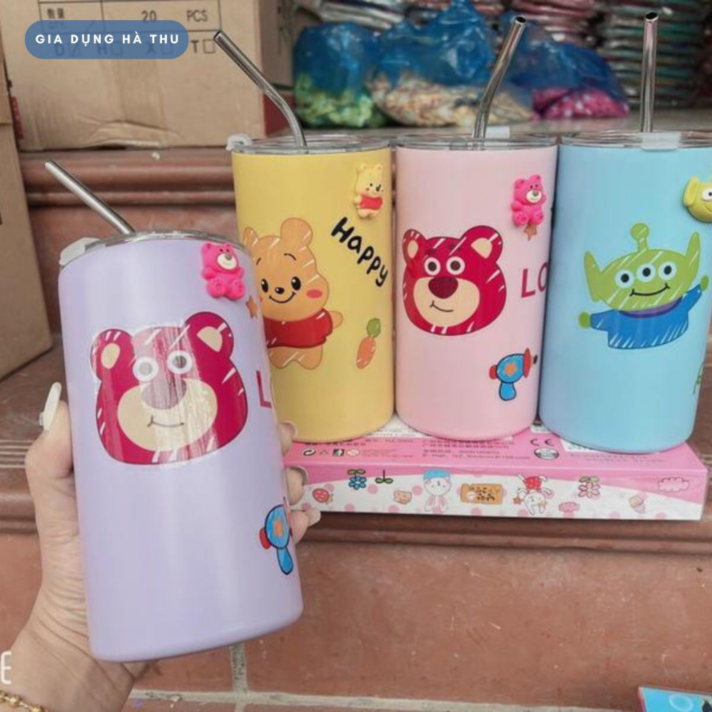 Ly Giữ Nhiệt 600ML Không Họa Tiết Tặng Kèm Ống Hút + Sticker