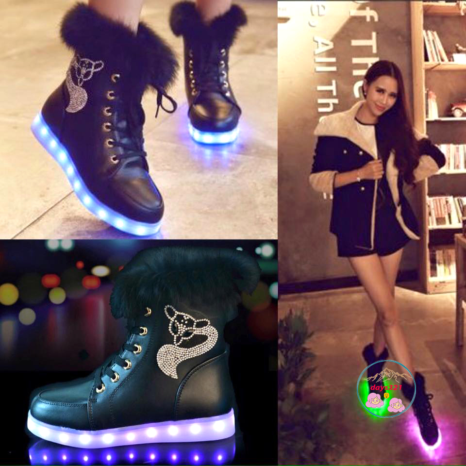 Giày phát Sáng cao cổ hồ ly Nam Nữ 8 Chế độ Sáng Thay Đổi Màu.Giày Thể Thao Đèn led Thời Trang Xuân Hè Hàn Quốc