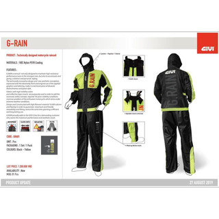 Bộ quần áo mưa có mũ givi gra01.ax năng động, dễ sử dụng