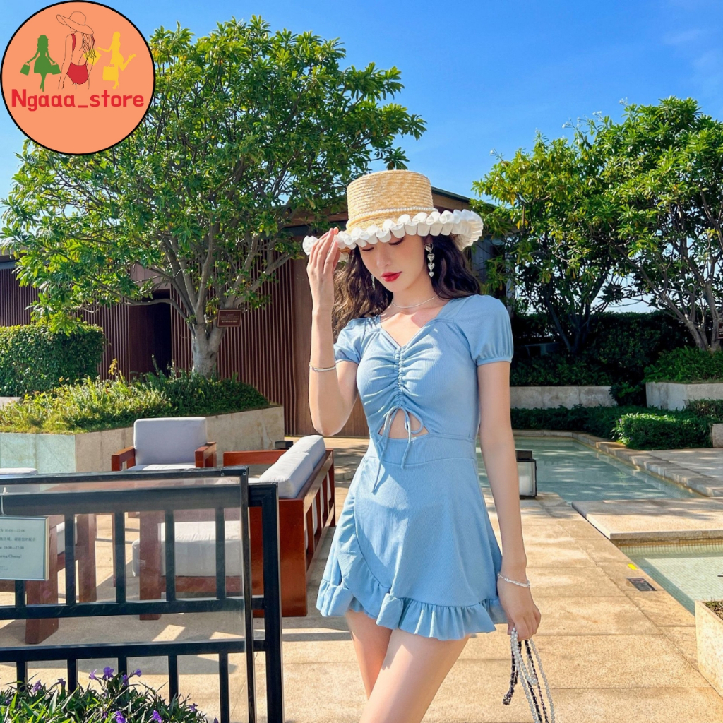 Đồ bơi nữ đi biển 1 mảnh kín đáo BK25, Bikini liền thân có quần bảo hộ chân váy phong cách hàn quốc trẻ trung | BigBuy360 - bigbuy360.vn