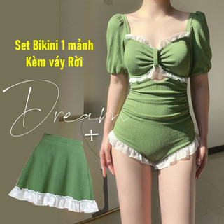 (sẵn- kèm váy rời) Đồ bơi liền thân, Bikini 1 mảnh có váy rời # 9406