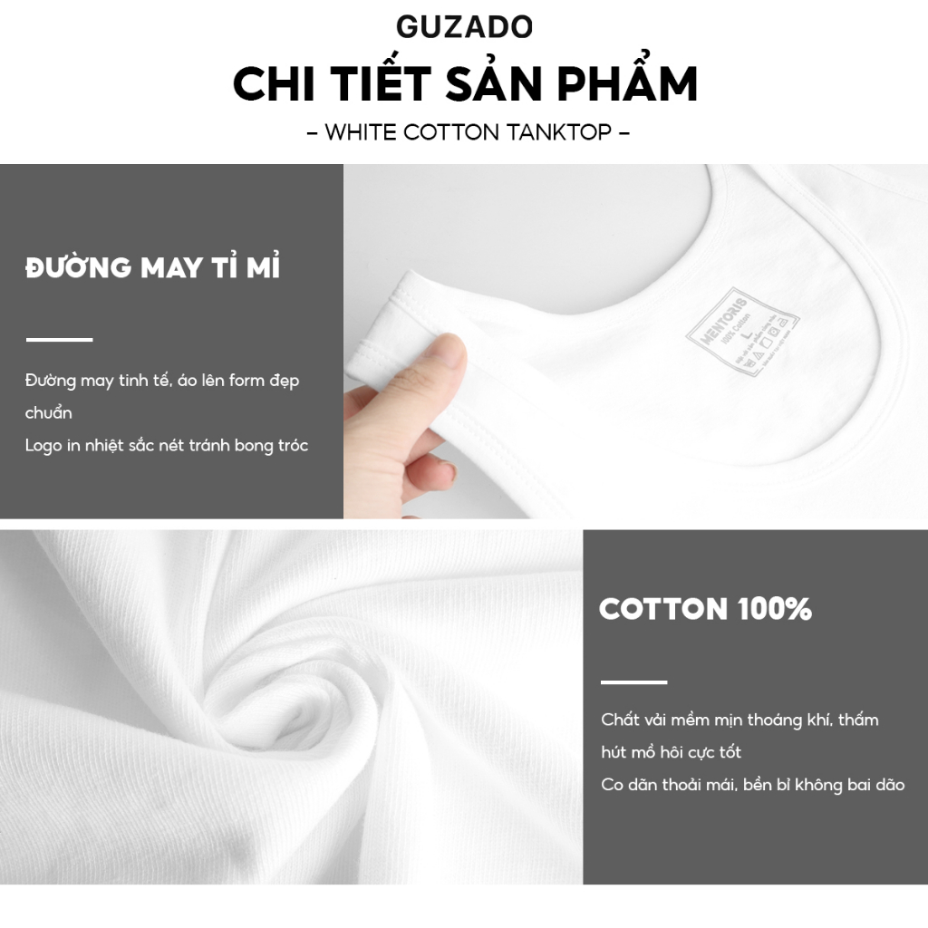 [Mã FADEP0610 giảm 10k đơn 99k] Áo ba lỗ nam lót trong Guzado Chất Cotton Siêu Mềm,Thấm Hút Mồ Hôi Cực Tốt RSC201