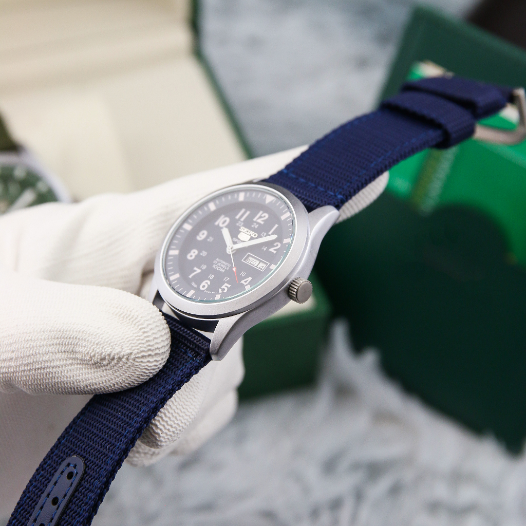 Đồng Hồ Nam Seiko 5 Quân Đội Dây Dù - Máy Pin Kim Trôi