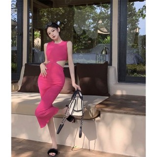 Đầm len body cut eo