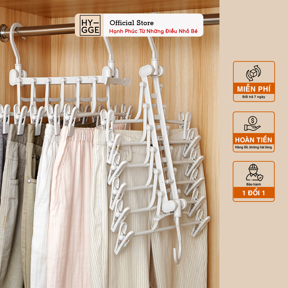 Giá nhựa đầu 2 kẹp treo quần, khăn - 2 đầu móc - XÁM TRẮNG