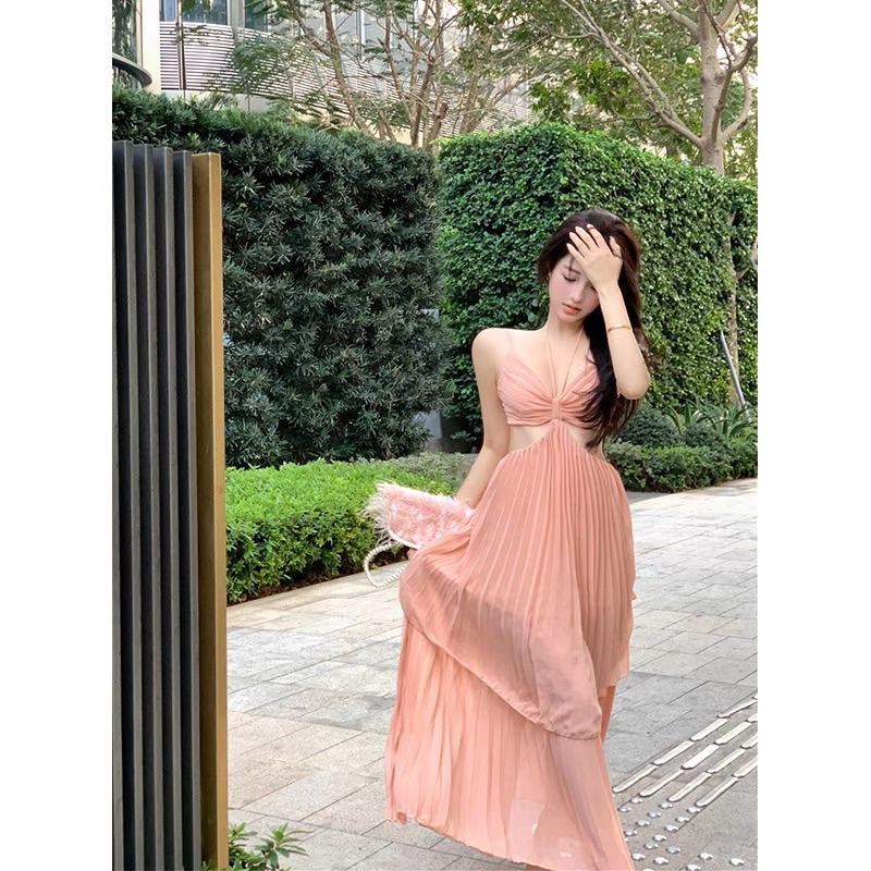 Miss Cocoli ~ French Sexy Pure Desire Đầm ôm dáng không đều eo Đầm dài ngày lễ bên bờ biển