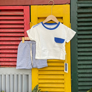Bộ quần áo cộc tay bé trai cotton co giãn hàng QCCC cho bé từ 12 - 25kg