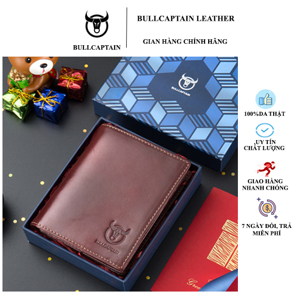 Ví nam da bò cao cấp chính hãng BULLCAPTAIN MALL sang trọng full box BC027