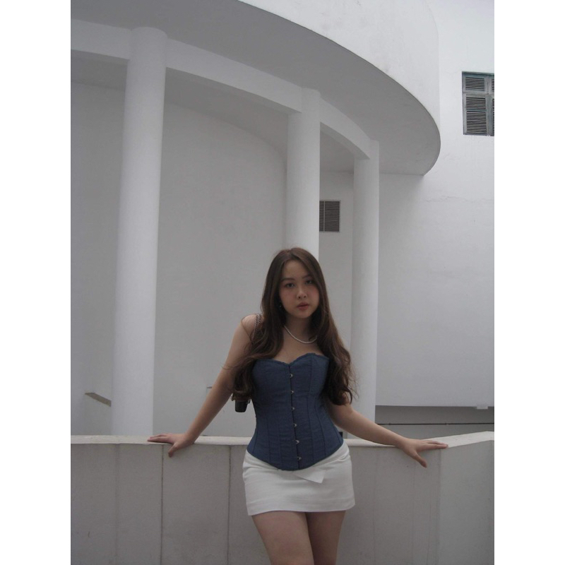 DENIM CORSET RÚT DÂY SIẾT EO