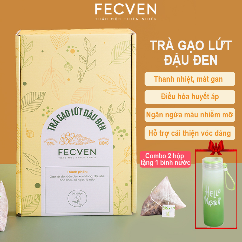 Trà Gạo Lứt Đậu Đen Fecven - Giúp Thanh Lọc Cơ Thể, Giải Độc Gan, Giảm Mỡ Máu, Kiểm Soát Đường Huyết - Hộp 30 Túi Lọc