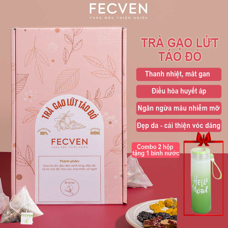 Trà Gạo Lứt Táo Đỏ Fecven - Giúp Thanh Lọc Cơ Thể, Giải Độc Gan, Giảm Mỡ Máu, Tăng Cường Miễn Dịch - Hộp 30 Túi Lọc