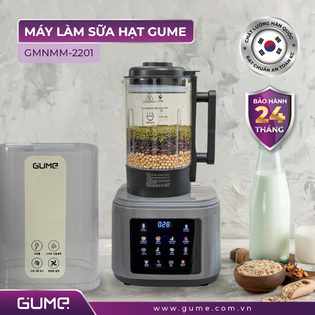 Máy làm sữa hạt đa năng 1.65L GUME, Nhập Khẩu Hàn Quốc, Bảo Hành 24 Tháng