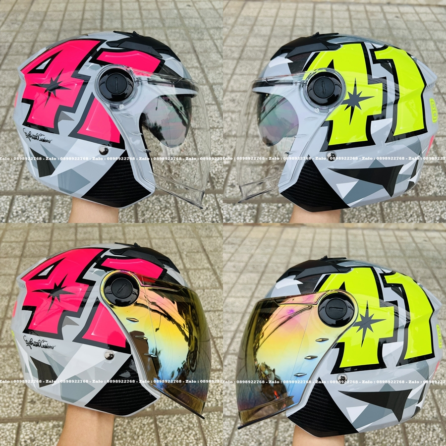 MŨ BẢO HIỂM 3/4 ROYAL M268 2 KÍNH ĐỦ MÀU TEM - HÀNG CHÍNH HÃNG