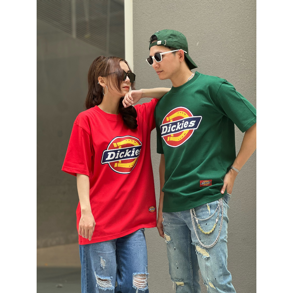 Áo thun chính hãng tay lỡ form unisex Dickies cotton chính phẩm định lượng 240GSM