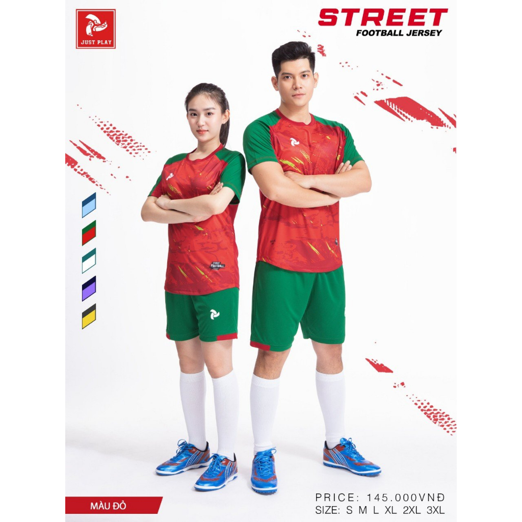 Quần áo bóng đá Justplay Street Chất thun lạnh cao cấp thoáng mát đảm bảo sự thoải mái