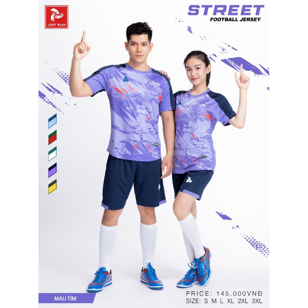 Quần áo bóng đá Justplay Street Chất thun lạnh cao cấp thoáng mát đảm bảo sự thoải mái